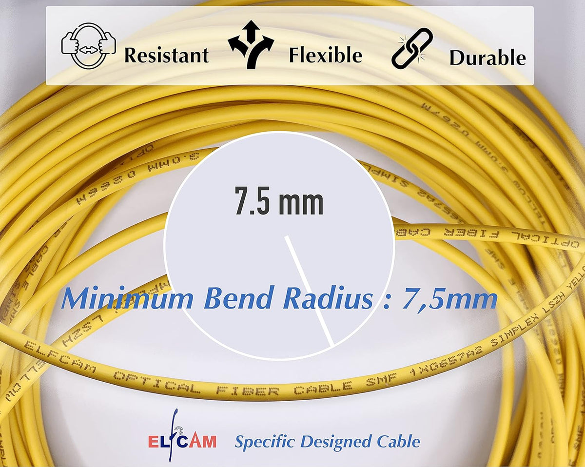 Elfcam® - Glasvezelkabel SC/UPC naar SC/UPC Monomode Simplex OS2 9/125µm, geel (200M)