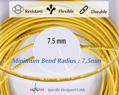 Elfcam® - Glasvezelkabel SC/UPC naar SC/UPC Monomode Simplex OS2 9/125µm, geel (200M)