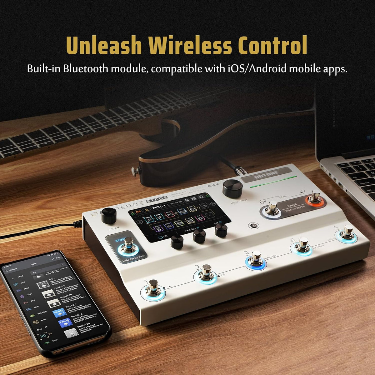 HOTONE Ampero II Stage Gitaar Bass Multi-Effect Processor met Touchscreen Gitaar Bass Versterker Modellering IR Boxes Simulatie met FX Loop MIDI I/O Stereo OTG USB Audio Interface Ampero II Stage