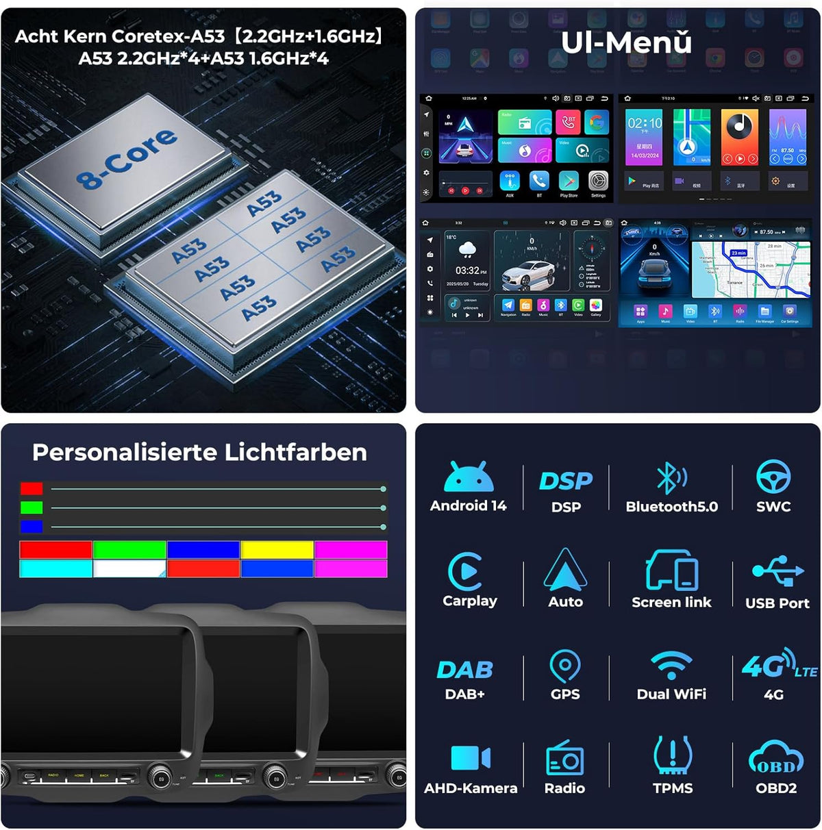 Android 14.0 Autoradio voor Jeep Renegade 2015-2020 met 9 Inch Touchscreen GPS Navigatie Radio Ondersteuning 4G DSP TPMS OBD Draadloze Carplay/Android Auto 4+64GB