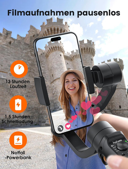 hohem iSteady Mobile Plus Stabilisator voor smartphone met 3 assen voor video-opnames met gezichts- en objecttracking, 600 graden automatische rotatie, Gimbal voor Android iPhone 15, 14, 13 Pro
