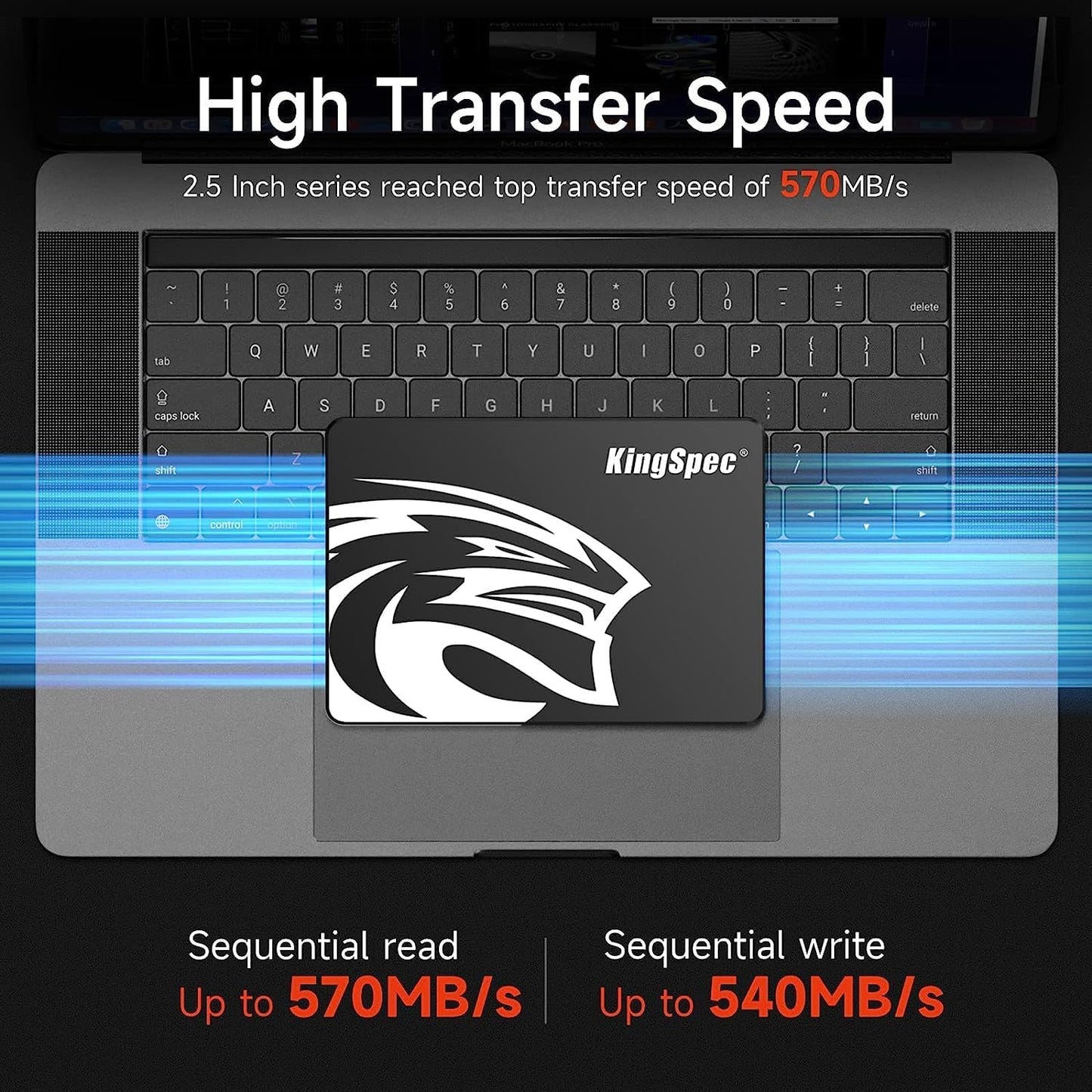 KingSpec 2TB 2,5” SATA SSD harde schijf Interne SATA 3 SSD 3D NAND Flash, compatibel met desktop/laptop