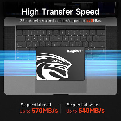 KingSpec 2TB 2,5” SATA SSD harde schijf Interne SATA 3 SSD 3D NAND Flash, compatibel met desktop/laptop