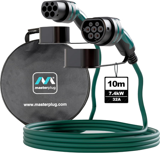 EV-oplaadkabel – Oplaadsnoer – Laadkabel Elektrisch – EV Laadkabel – Type 2 Oplaadkabel – 10 Meter Lengte – 7,4 kW Snelladen – IP55 Waterbestendig