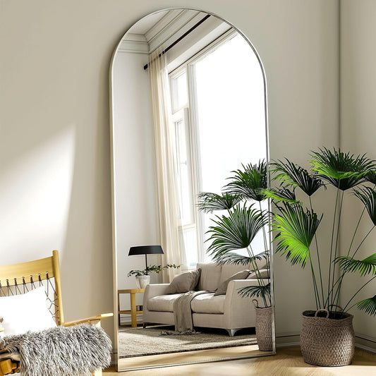 BEAUTYPEAK Bogen full-body spiegel, 180 x 76 cm, gebogen staande spiegel, groot in volledige lengte, aan de muur gemonteerd, leunend, vloerspiegel, volledig lichaam als aankleedspiegel