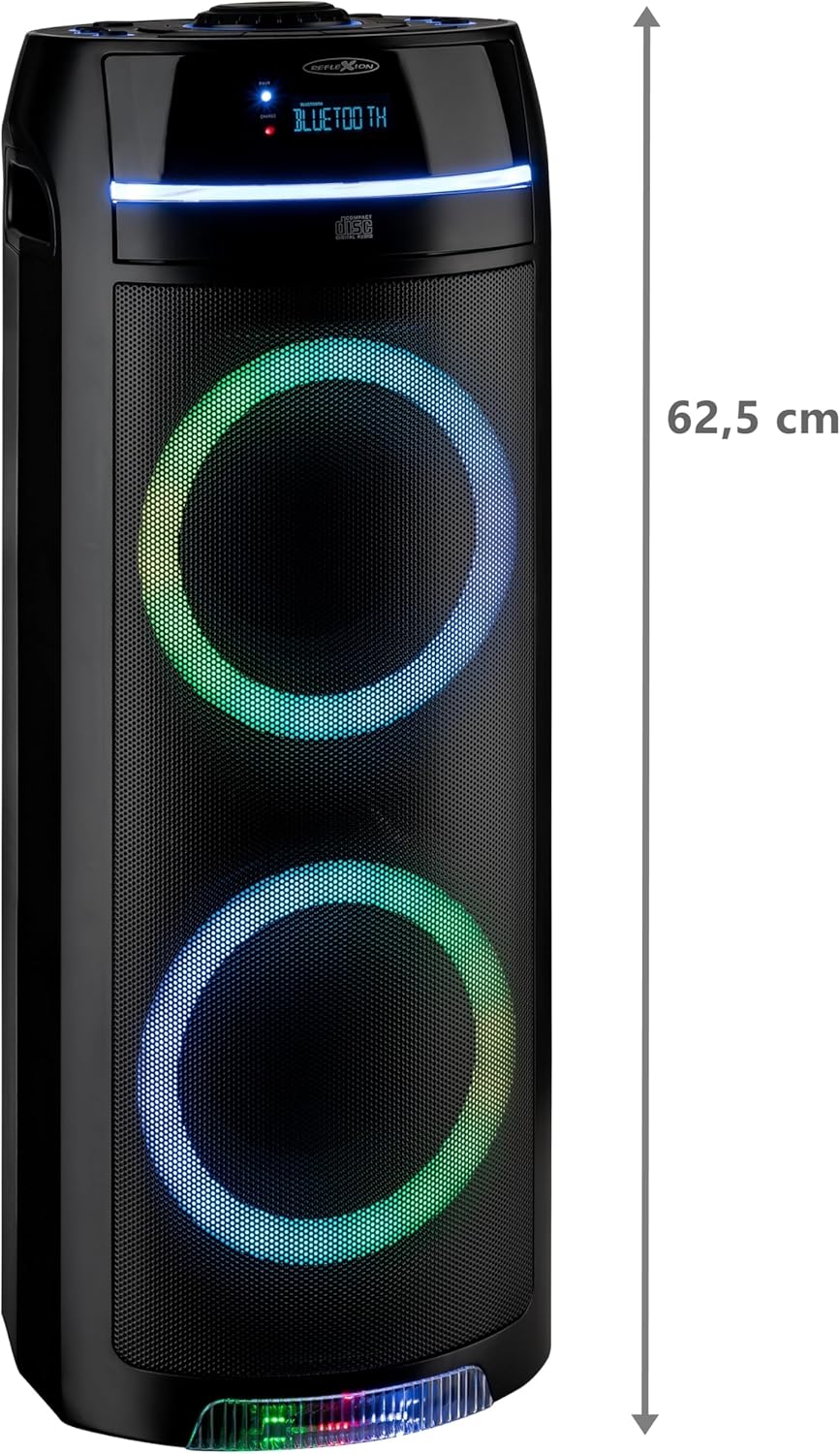 Mobiele Bluetooth Party Speaker Zwart – Discoluidspreker – Partybox – Bluetooth Speaker – Luidspreker – Ingebouwde Cd-Speler – Ledverlichting Met Meerdere Lichtstanden