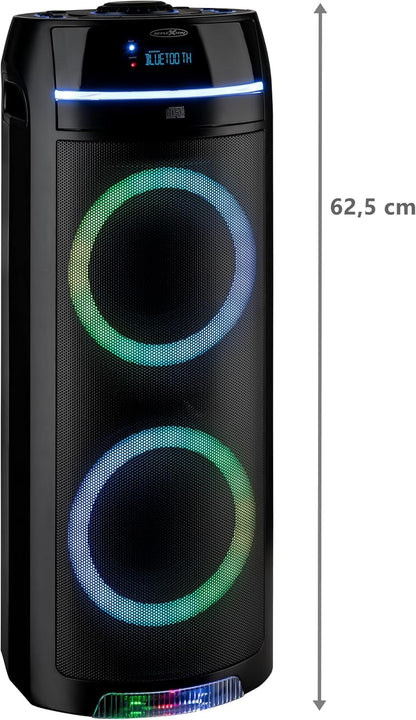 Mobiele Bluetooth Party Speaker Zwart – Discoluidspreker – Partybox – Bluetooth Speaker – Luidspreker – Ingebouwde Cd-Speler – Ledverlichting Met Meerdere Lichtstanden