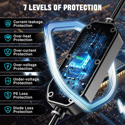 Tera Mobile Wallbox EV oplader laadstation: 11kW CEE 16A naar type 2 IP66 3-fasig 7,5 m 2,8 inch bestuurbaar digitaal display voor model Y/3, ID.3/4/5, MG4, EX30, e-up, e-tron, Zoe en andere EV P06