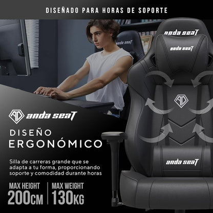 Anda Seat Dark Demon Dragon Gamingstoel voor volwassenen, ergonomische videogamestoelen, liggende bureaustoel, nek- en lendenrugsteun - grote zwarte premium PVC-lederen bureaustoel