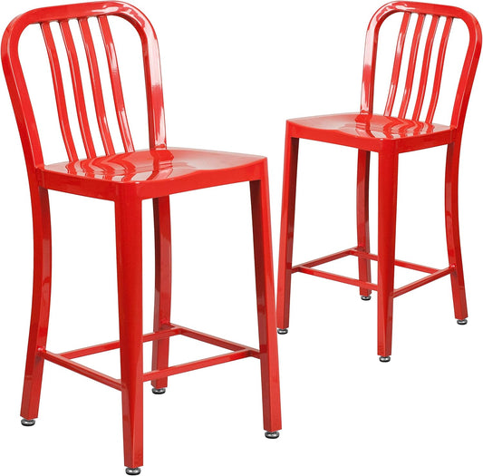 Flash Furniture Buitenstoel, Gegalvaniseerd Staal, Rood, 48.26 x 40.01 x 92.08 cm