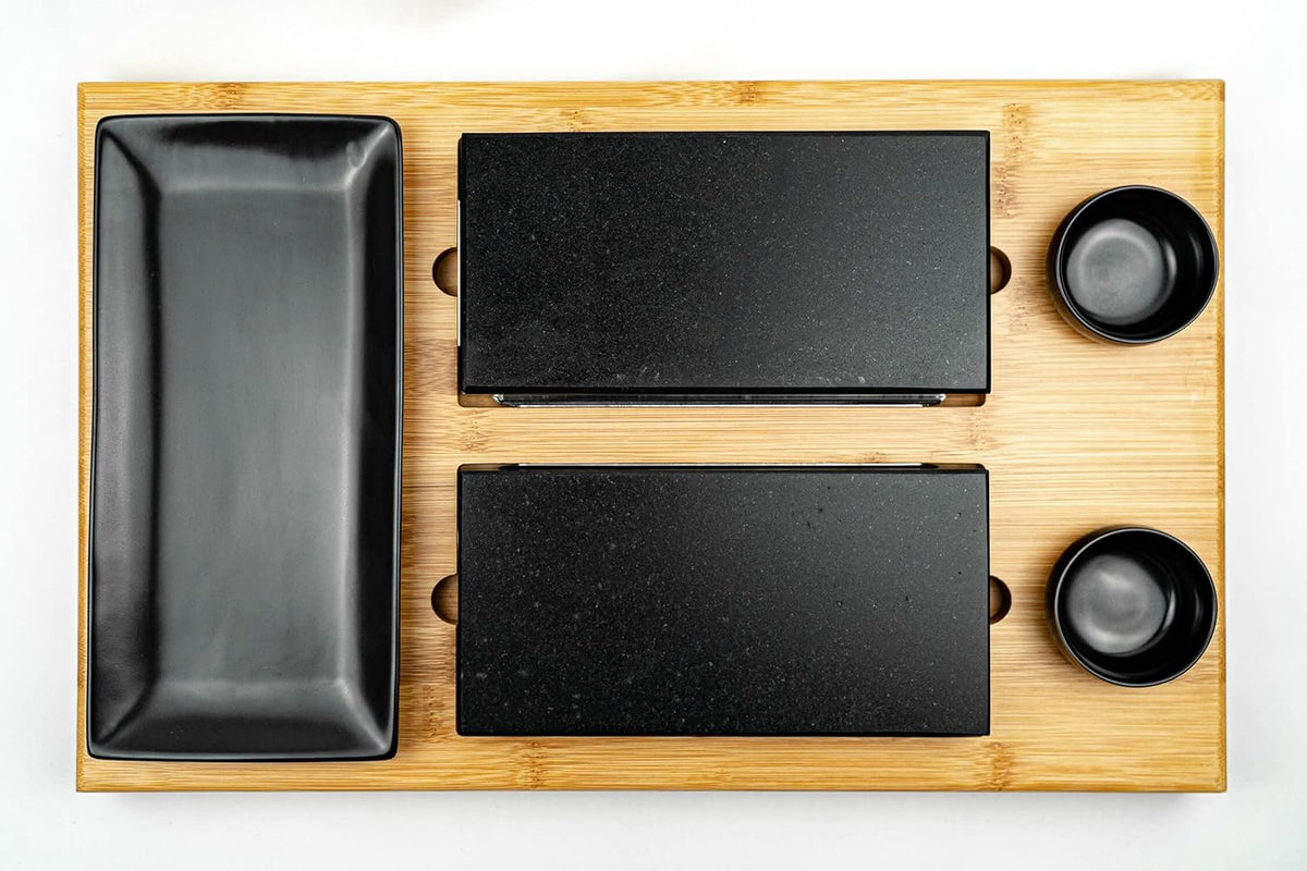 Hot Stone Grill Plaat – Lavasteen – Steengrill – Steakbord – Grillsteen – 8-Delige Set – 3 Cm Dikke Lavasteen – Geschikt Voor Elektrisch Fornuis En Gasoven