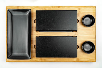 Hot Stone Grill Plaat – Lavasteen – Steengrill – Steakbord – Grillsteen – 8-Delige Set – 3 Cm Dikke Lavasteen – Geschikt Voor Elektrisch Fornuis En Gasoven
