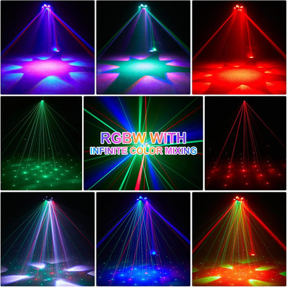 180W Moving Head LED RGBW Partylicht LED-schijnwerper Podiumverlichting dmx512 Geluidgeactiveerd lichteffect met 6 lichtarmen voor DJ Bar Verjaardag Disco Bruiloft Schijnwerper