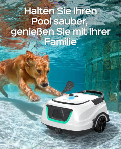 WYBOT A1 zwembadrobot (2025 upgrade), looptijd tot 120 minuten, draadloos met dubbel filter en zwembadrobot-accu, zwembadrobot voor opbouwzwembad tot 100 m² (parelwit groen)