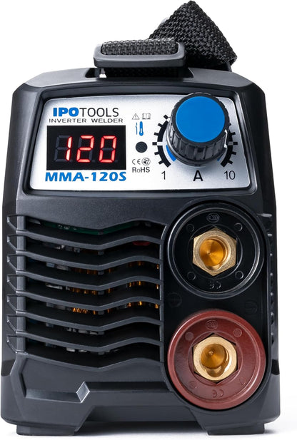 IPOTOOLS MMA-120S elektroden lasapparaat, 120 A, mini elektrische inverter, lasapparaat MMA/E-hand met lcd-display, anti-stick, 230 V