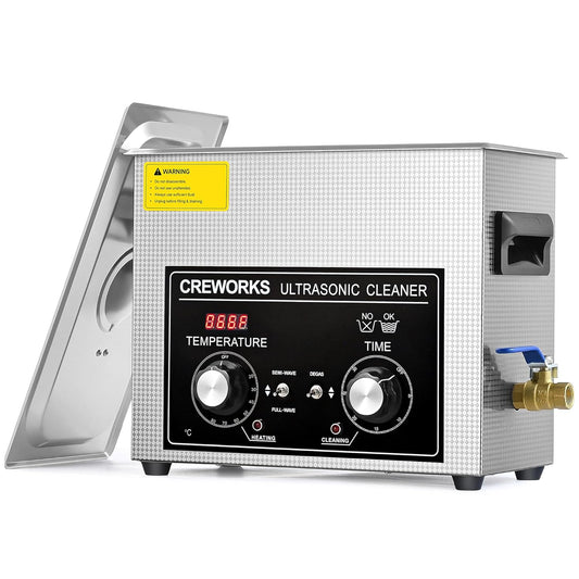 CREWORKS Ultrasoon reinigingsapparaat, roestvrij staal ultrasone reiniger met verwarming, timer, ultrasone reiniger voor tandprothesen, sieraden, brillen, ultrasoon reinigingsapparaat