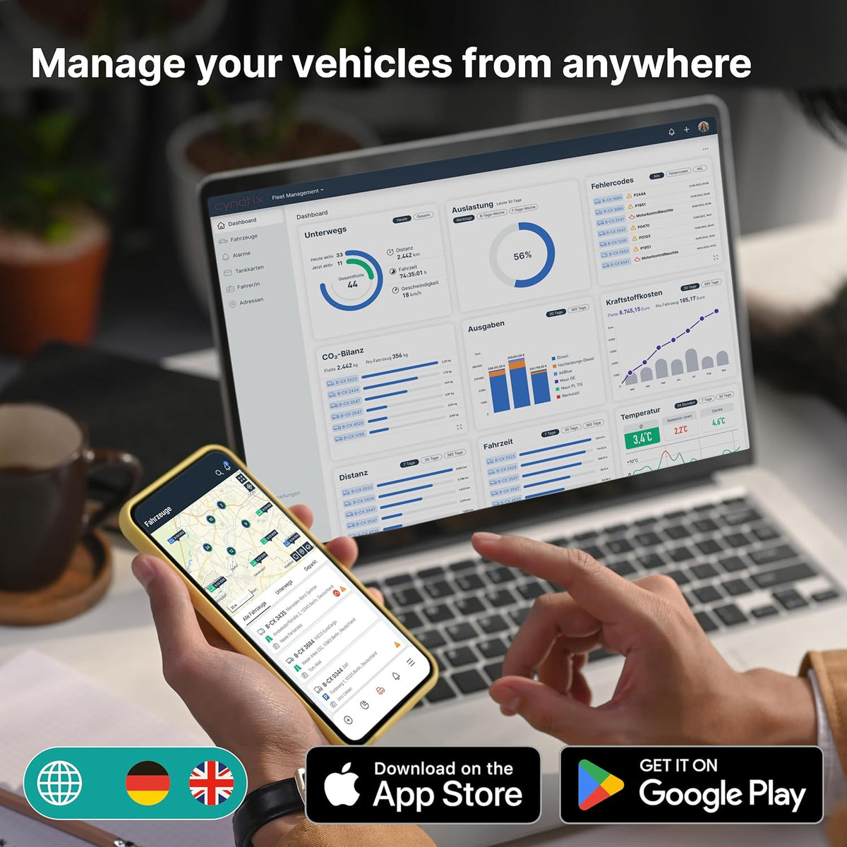 GPS Tracker 4G-Pro 1-Year All-In Package/No monthly fee/Real-Time Vehicle Tracking, Trip History, Driving Alerts, GeoFence, Fuel Economy, Error Codes, Calendar