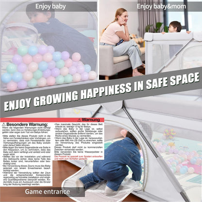 Heyo.Ja Foldable Baby Playpen, Large Playground, Playpen for Babies and Toddlers, Play Pens for Babies and Toddlers with Gate, Portable Playpen for Indoor and Outdoor Use 120 x 120 x 68 cm - QUORE
