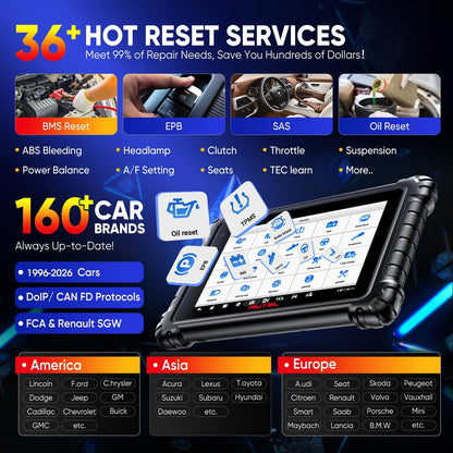 Auto Diagnosticus – Auto Scanner – OBD2 Diagnoseapparaat – Voertuig Tester – Foutcode Uitlezer – 8-inch HD Touchscreen – 3000+ Actieve Tests & 36+ Servicefuncties