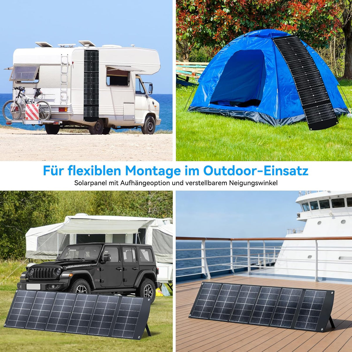 Ecosonique Opvouwbaar zonnepaneel, 200 W, monokristallijn zonnepaneel met USB-C 65 W PD3.0, USB-A QC3.0 snel opladen, MC4-uitgangen, verstelbare standaard voor powerstations, camper en outdoor