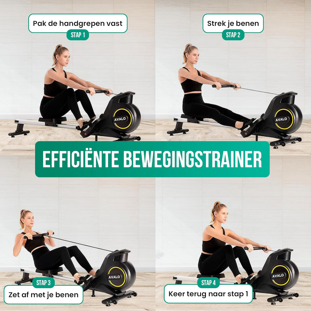 Avalo Rowing Machine Collapsible With Display - Rowing Machine With 8 Resistance Levels - Rowing Machine - QUORE