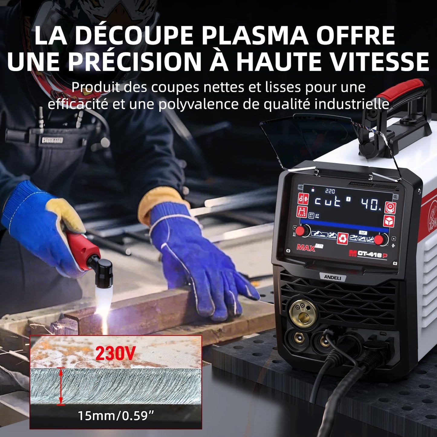ANDELI MCT-416P 160A 6-in-1 lasapparaat - PulsMIG/HFTIG/plasmasnijden/MMA - 110/220V dual-spanning - aluminium lasapparaat