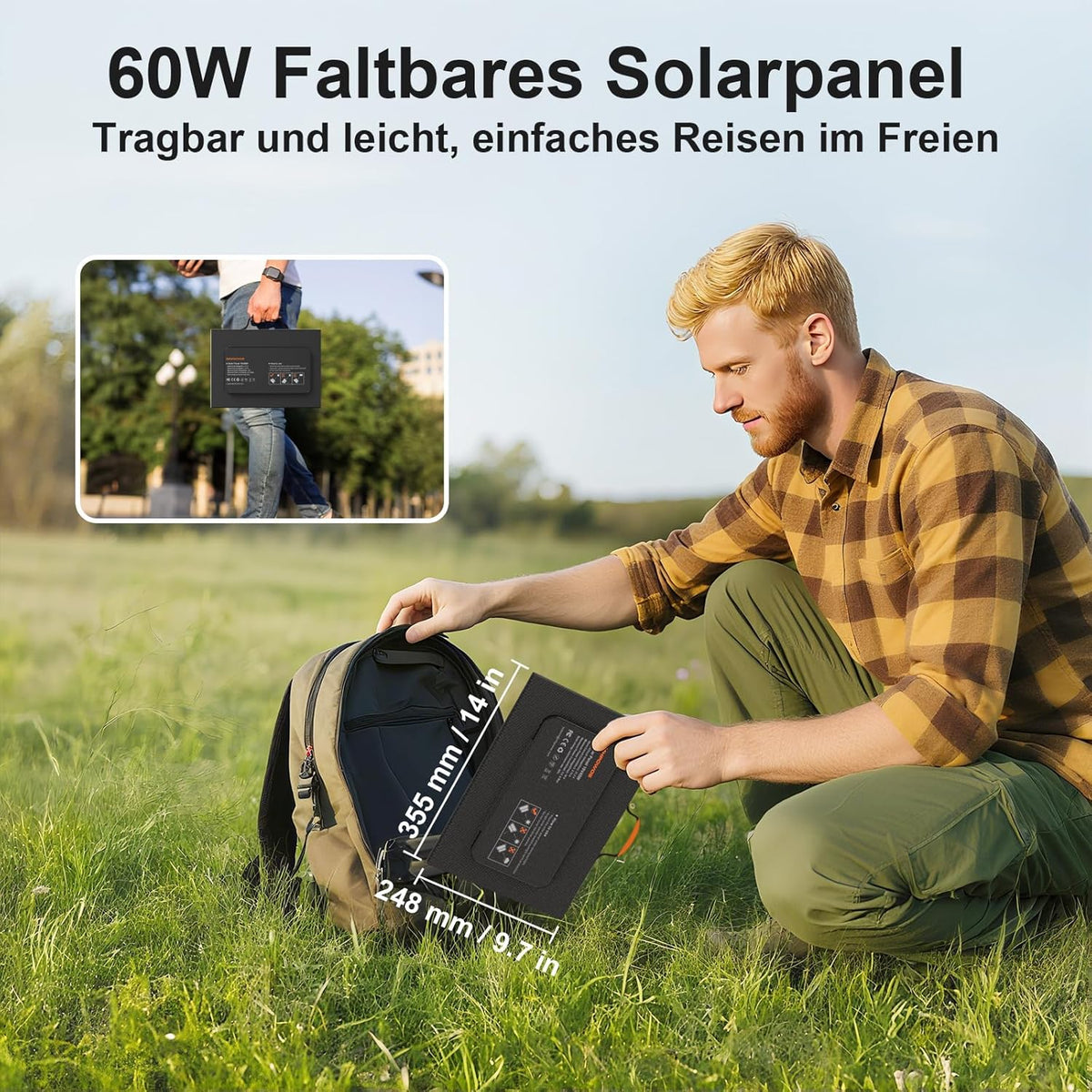 Opvouwbaar zonnepaneel, 60 W