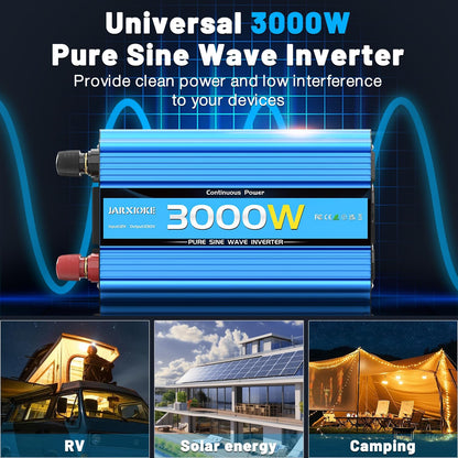 Zuivere Sinus Omvormer 3000W voor Buiten Auto 12V 230V Spanningsomvormer Inverter Pure Sine Wave met Afstandsbediening EU Stopcontact USB Poort