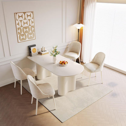 Modern Dining Room Table Set Rectangular with 4 to 6 Chairs White Ideal for Kitchen or Living Room (1 Table with 4 Chairs (1.60 m)) - QUORE