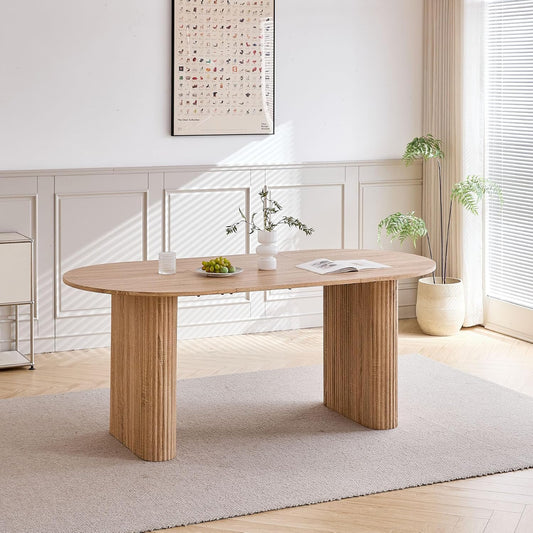 Grote Ovale Eettafel – Ovale Tafel – Keukentafel – Werktafel – Vergadertafel – MDF Houtlook – 180 x 90 cm – Rustiek & Stevig Ontwerp