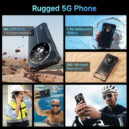 FOSSiBOT F109 5G Rugged Smartphone, 10600 mAh (18 W), onverwoestbare telefoon, Android 14, 50 MP + 16 MP, 6,745 inch FHD+ dubbel scherm, 24(8+16)GB RAM + 256 GB ROM/2 TB, IP68/69K/Dual SIM/NFC/OTG/GPS