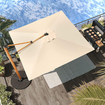 Grand patio Parasol met parasolstandaard, tuinparasol met volant, kantelhoekverstelling, uv-bescherming UPF 50+, marktscherm met zwengel, voor tuin, balkon, terras