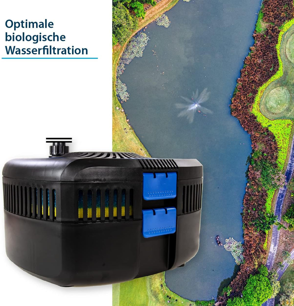 AquaForte GFU-6011 fonteinpomp + 11W UV-C, vermogen 57W, max. opvoerhoogte 2,5 M, max. debiet 2,5 m3 per uur, max. vijvergrootte 5 m3, 13/19/25 mm aansluiting, max. druk 2 bar, helder water