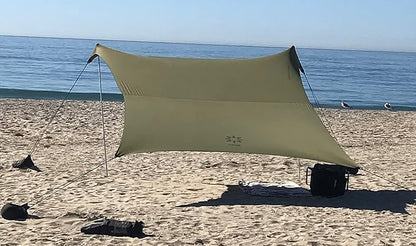 Neso Tents Strandtent met zandanker, draagbare luifel, zonnescherm, 2,1 x 2,1 meter, gepatenteerde versterkte hoeken, legergroen