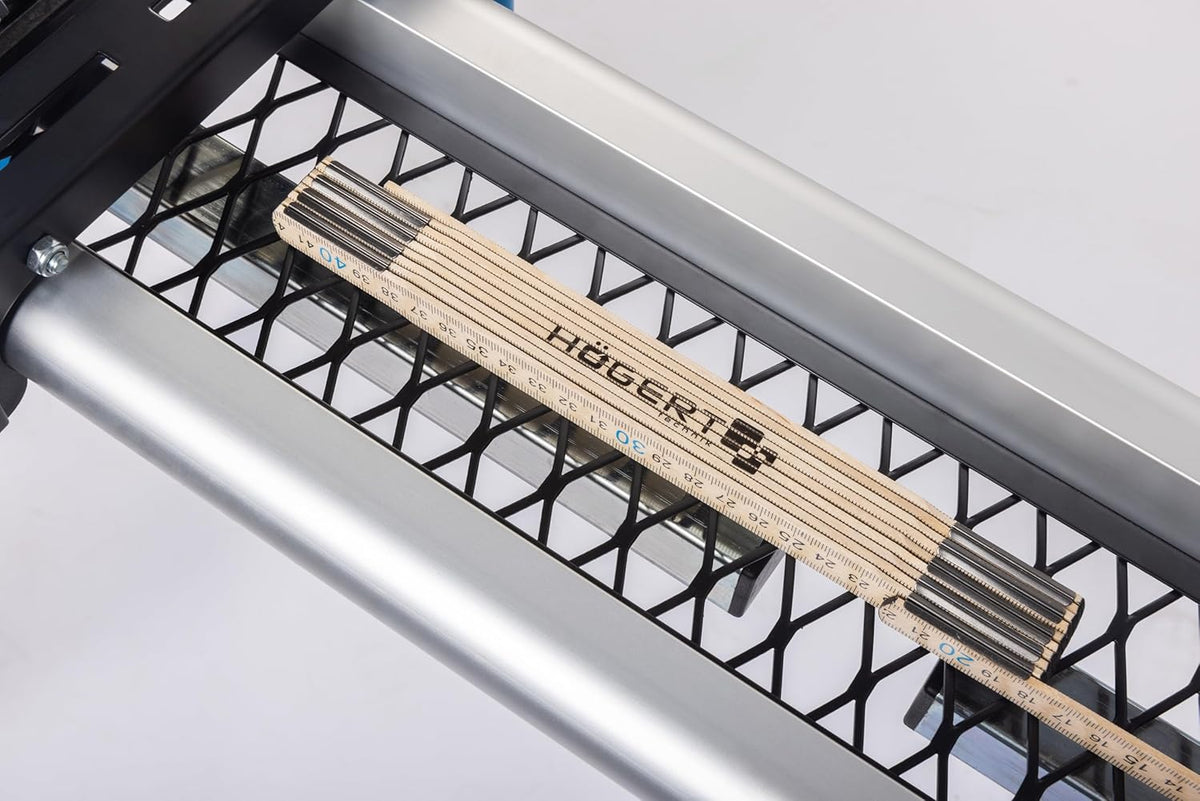 HÖGERT TECHNIK – Inklapbare, mobiele zaagtafel voor kap- en bandzagen met rolsteunen, gereedschapsplanken, stalen aluminium constructie en 100 kg draagkracht voor nauwkeurig werken