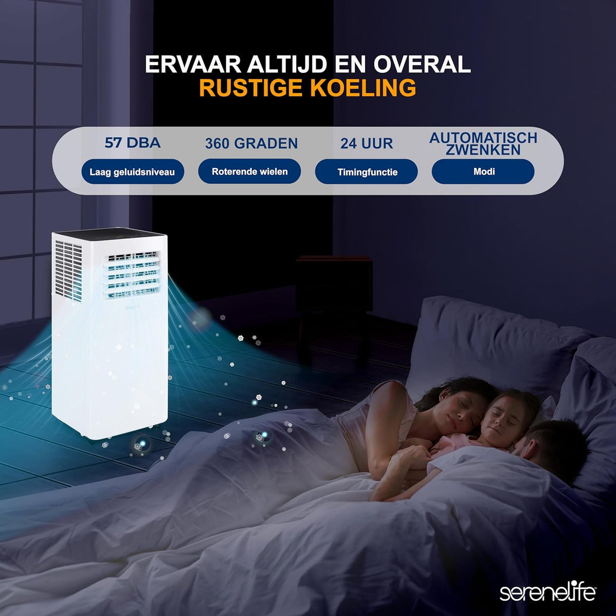 SereneLife Air Conditioner,Compacte Mobiele Airco,Draagbaar, Wifi Geactiveerde Airconditioner van 10K BTU met Ontvochtigings- en Ventilatorstanden voor Thuis,Kantoor en Commerciële Ruimtes tot 28 m2 - QUORE