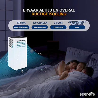 SereneLife Air Conditioner,Compacte Mobiele Airco,Draagbaar, Wifi Geactiveerde Airconditioner van 10K BTU met Ontvochtigings- en Ventilatorstanden voor Thuis,Kantoor en Commerciële Ruimtes tot 28 m2 - QUORE