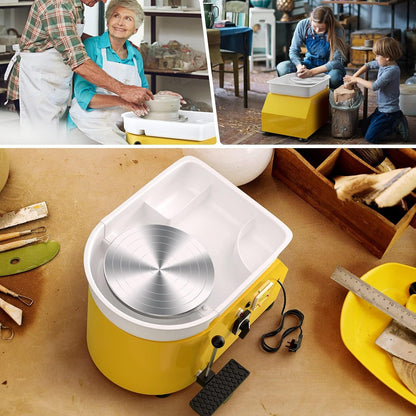 Elektrisch Aardewerkwiel, 25 cm Pedaal Pottenbakkersschijf met Afneembare ABS Basis en Draaitafel Draaitafel Klei Tool voor Keramiek DIY DIY DIY