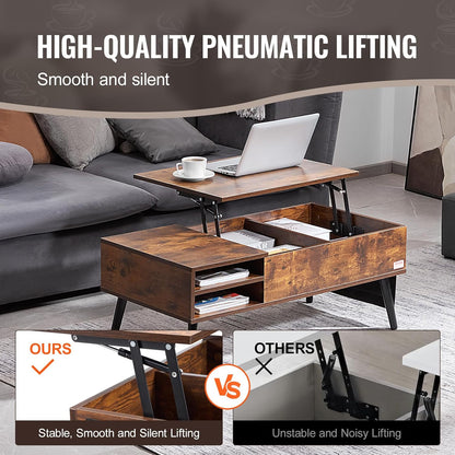 Koffietafel - Table - Coffe table - Living Room Table - Lift Top salontafel - tafel met extra opbergruimte - omklapbare salontafel voor de woonkamer - 39.4in - Bruin - 42.11lbs