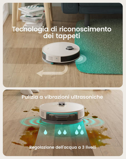 LEFANT N3 Robotstofzuiger met kartering, lasersensor d-ToF, 6000 Pa, 200 min, virtuele barrières, reiniging van het geselecteerde gebied, robotstofzuiger verbonden met app, champagnegrijs
