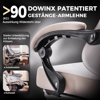 Gamingstoel – Bureaustoel – Office Chair – Gamerstoel – Ergonomische Stoel – Pocketveer Zitting – Verstelbare Rugleuning en Voetensteun – Beige