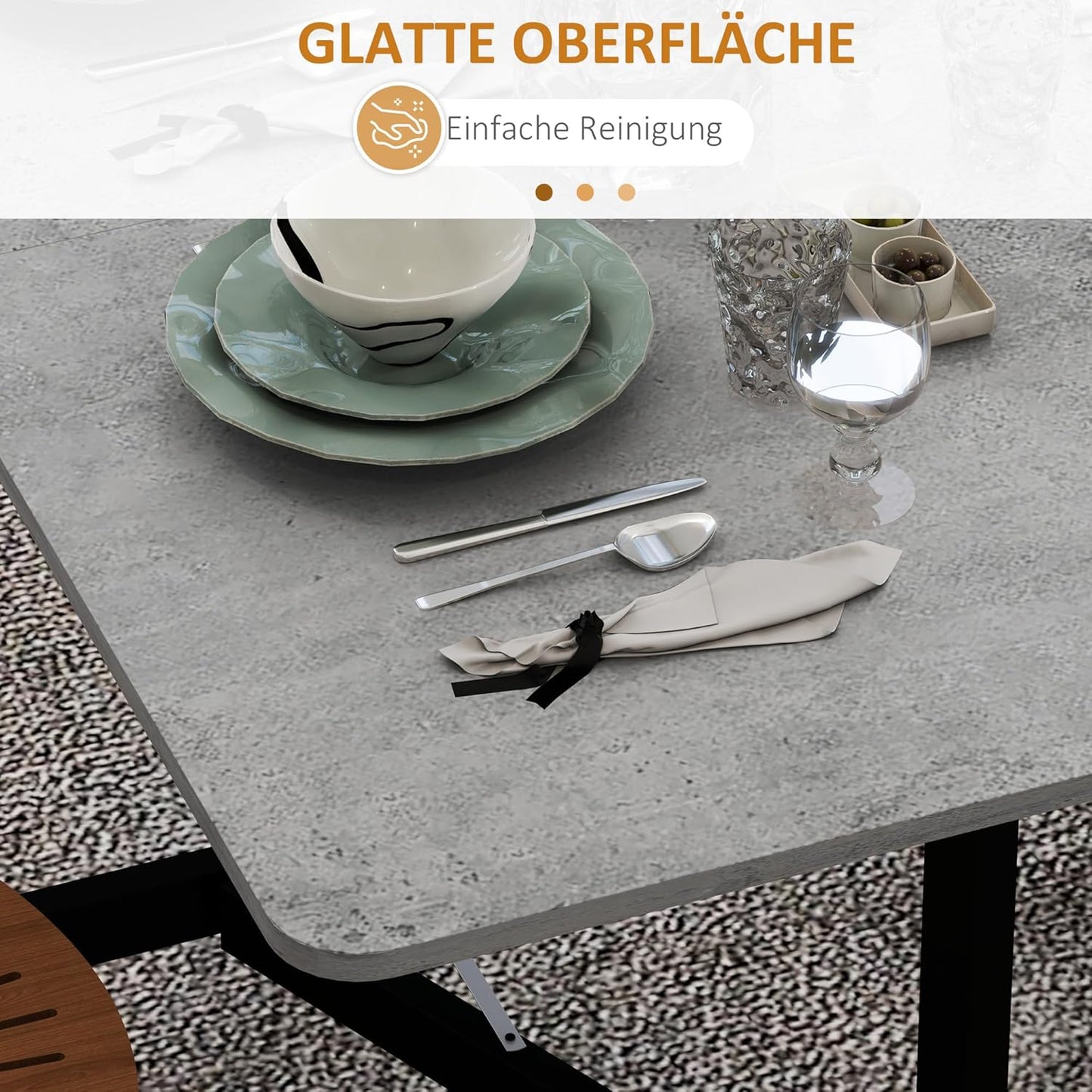 HOMCOM Esstisch, Klappbarer Küchentisch mit Rollen, Stahlbeine, Klapptisch für 4-6 Persons, Esszimmertisch für kleine Räume, Küche, Esszimmer, 120 x 80 x 73 cm, Grau - QUORE