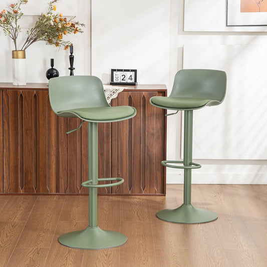YOUNIKE Barkruk groene barstoelen set van 2, bar kruk in hoogte verstelbare draaistoel, keukenstoelen toonstoel met rugleuning, hoge barkruk voor bar keuken