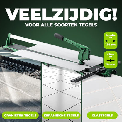 ProCut XL 1200 tegelsnijder - tegelsnijder met 1200mm snijlengte - precieze sneden dankzij hardmetalen snijwiel met kogellager - tegelsnijmachine met magnetische breekstempel