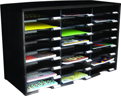 Storex Literatuurorganizer met 24 vakken, 31,4 x 14,2 x 20,5 inch, zwart (61435U01C)