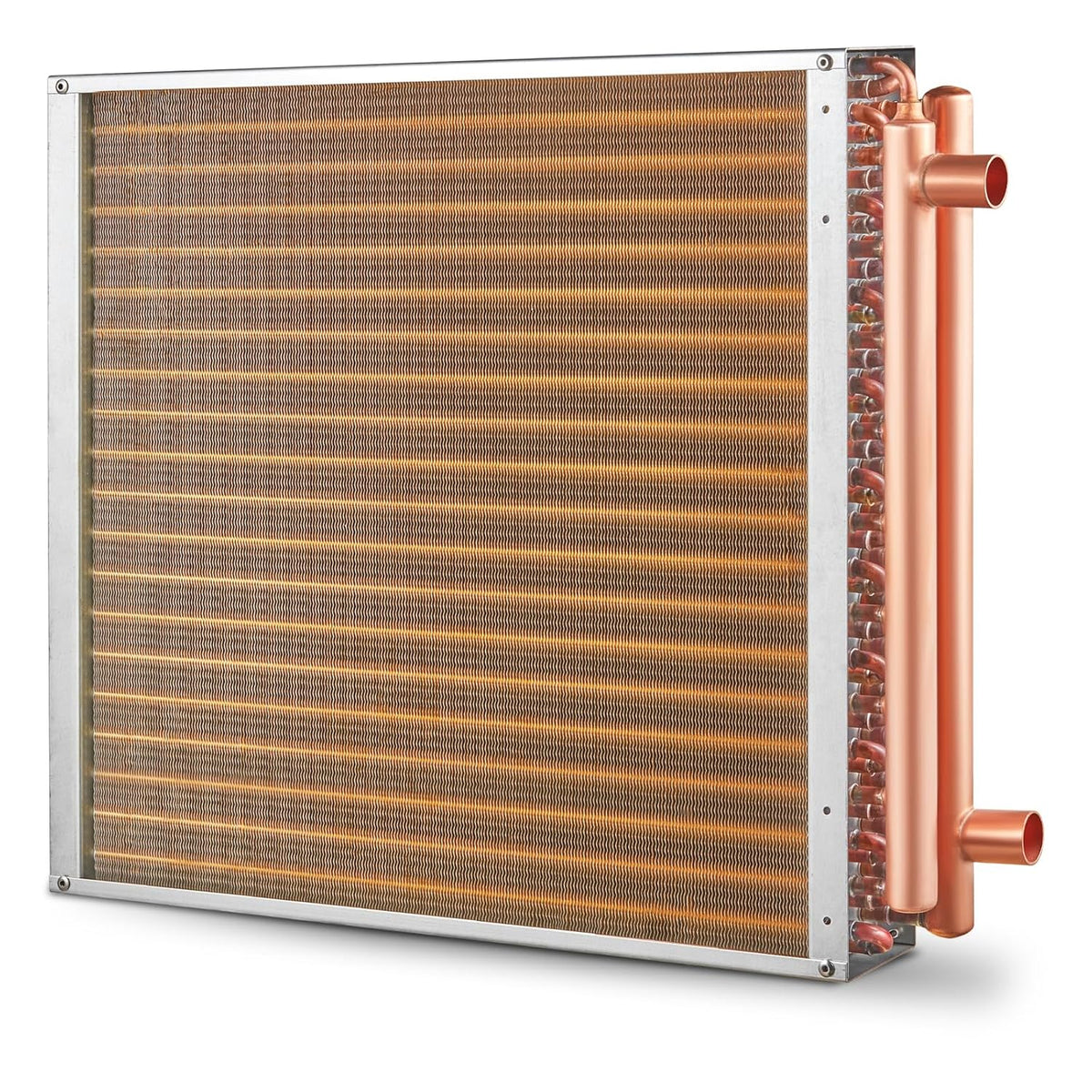 VEVOR Warmtewisselaar van water naar lucht, 20 "x 20" met 3-rij 3/8" koperen poorten, 242 aluminium vinnen warmtewisselaar voor houtovens buiten, woonverwarming en koeling, en geforceerde