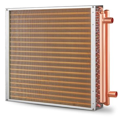 VEVOR Warmtewisselaar van water naar lucht, 20 "x 20" met 3-rij 3/8" koperen poorten, 242 aluminium vinnen warmtewisselaar voor houtovens buiten, woonverwarming en koeling, en geforceerde