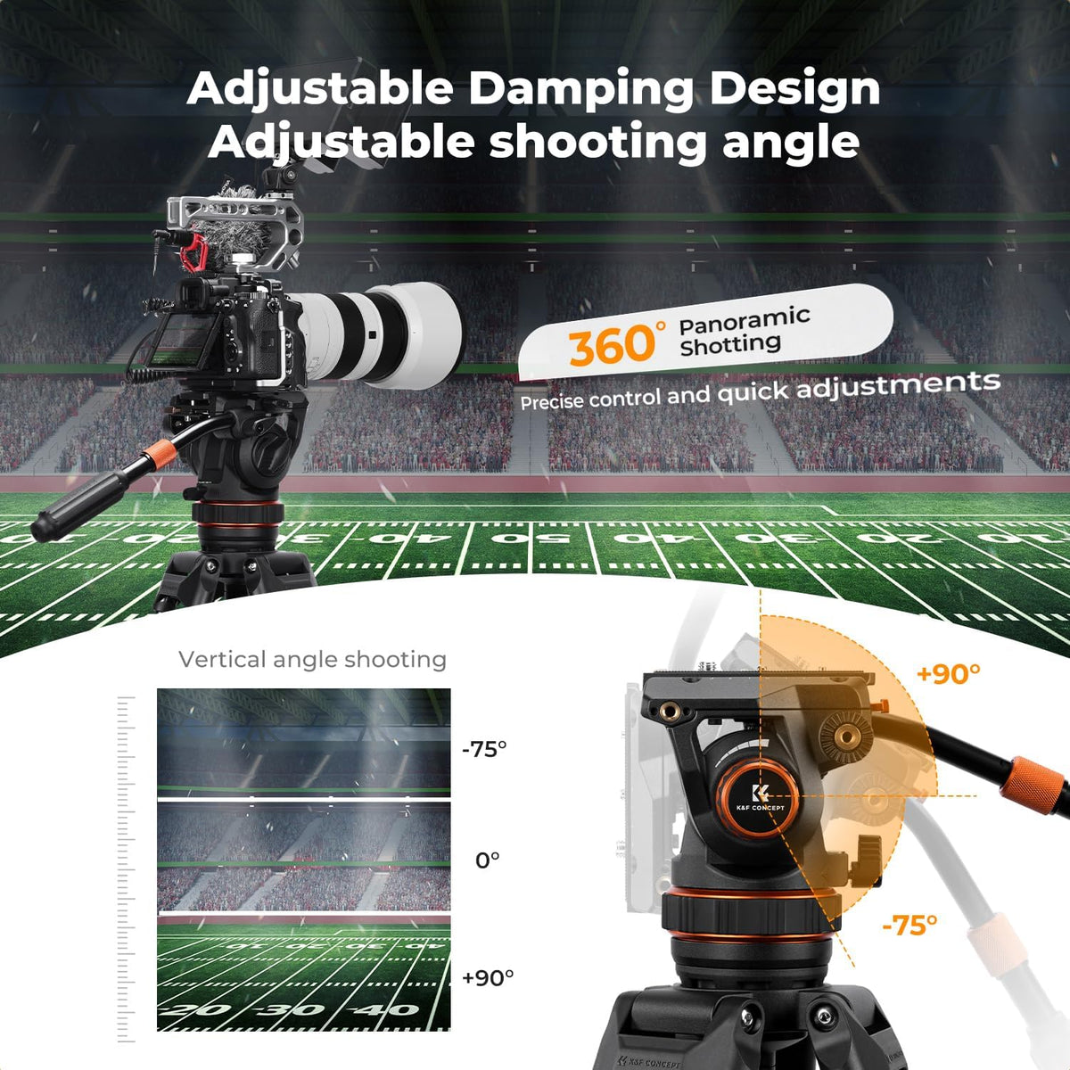 Videostatief – Camerastatief – Fotostatief – Driepootstatief – Tripod – Verstelbaar Van 89 Tot 191 Cm – Aluminiumlegering Met 360°-Vloeistofkop