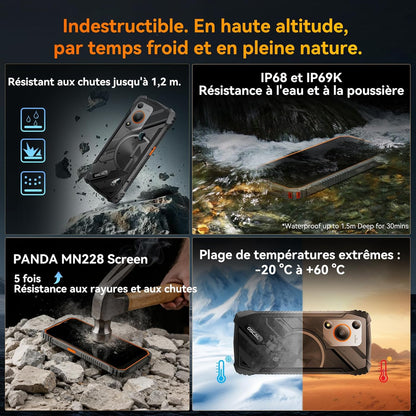 OSCAL Marine 1 mobiele telefoon, onbreekbaar, Android, 15,12 GB + 128 GB/2 TB, onbreekbare telefoon, smartphone 6,56 inch HD+ 90 Hz, 16 MP, IP69K/Dual SIM/NFC/GPS/2 jaar garantie