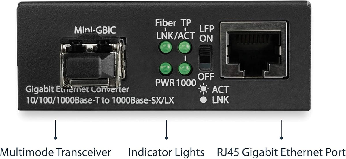 StarTech.com Multimode (MM) LC glasvezel mediaconverter voor 10/100/1000 netwerk - 550m - Gigabit Ethernet - 850nm - met SFP transceiver (MCM1110MMLC)